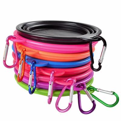 Collapsible Pet Silicone Dog Food Water Bowl Outdoor Camping Travel Portable Folding Pet Supplies Pet Bowl Dishes with Carabiner